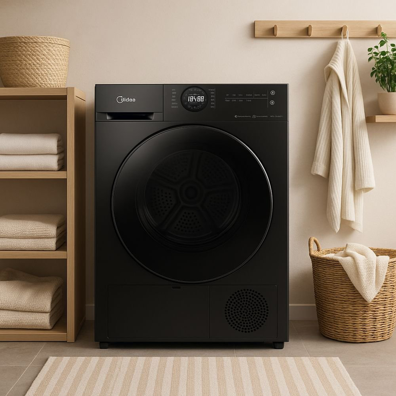 Midea στεγνωτήριο ρούχων 9kg lunar series με αντλία θερμότητας, a++, Wi-Fi & healthguard, σκούρος γραφίτης md200h90w/t-cy, , medium-null