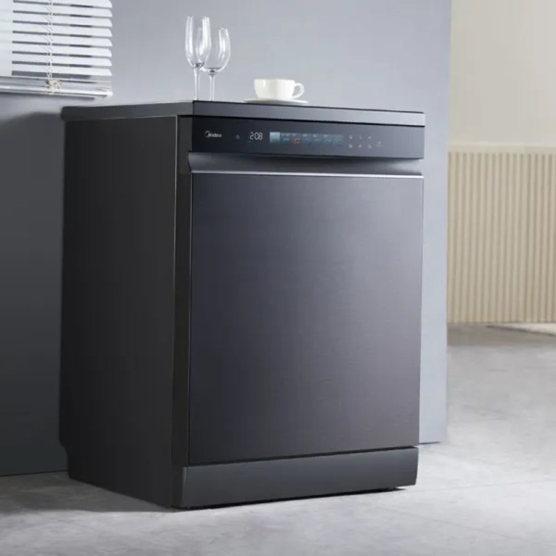 Product image: Midea πλυντήριο πιάτων ελεύθερης τοποθέτησης 60cm για 14 σερβίτσια με autoopen, dual zone, Wi-Fi & powerwash, σκούρο γκρίζο mdwef1433gmg-wg, , medium-null