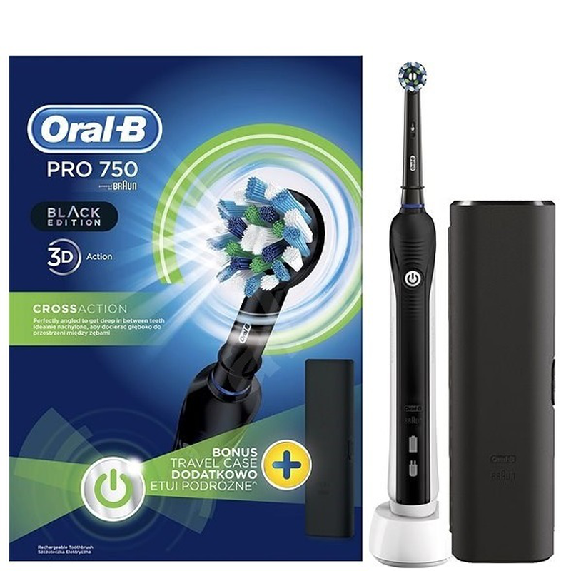 Oral b pro 750 3d cross action black edition, electric t/brush, d16.513.ux, , medium-null