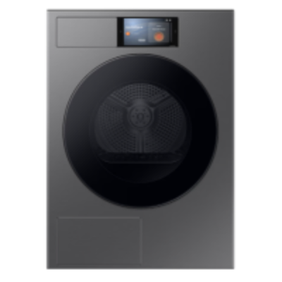Samsung dryer 9kg, a, 19 programs, 79kwh, Wi-Fi, heat pump, digital inverter motor, reversible door, black deco + glass door, dark silver, , medium