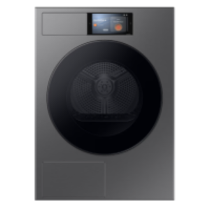 Samsung dryer 9kg, a, 19 programs, 79kwh, Wi-Fi, heat pump, digital inverter motor, reversible door, black deco + glass door, dark silver, , medium-null