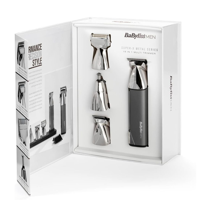 Product image: Babyliss super-x metal 15σε1 επαναφορτιζόμενη μεταλλική κουρευτική μηχανή για γενειάδα, μαλλιά, σώμα & αυτιά με μήκος κοπής 0.5–16 mm, βάση φόρτισης USB πλήρως αδιάβροχη & έως 180 λεπτά χρόνο λείτουργίας mt996e, , medium-null