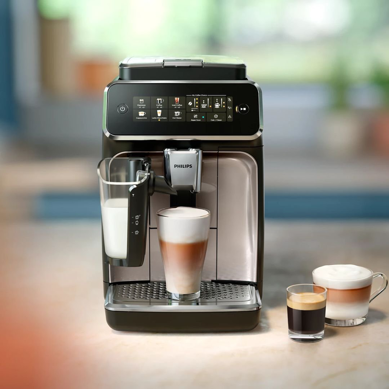 Philips series 3300 πλήρως αυτόματη μηχανή espresso 1500w 15bar με 6 προγράμματα καφέ, ρυθμίσεις άλεσης, coffee choice, lattego & τεχνολογία silentbrew ep3343/90, , medium-null