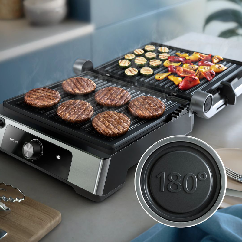Product image: Philips τοστιέρα γκριλιέρα inox 2000w με αποσπώμενες πλάκες 180° & ρυθμιζόμενη θερμοκρασία hd6301/90, , medium-null