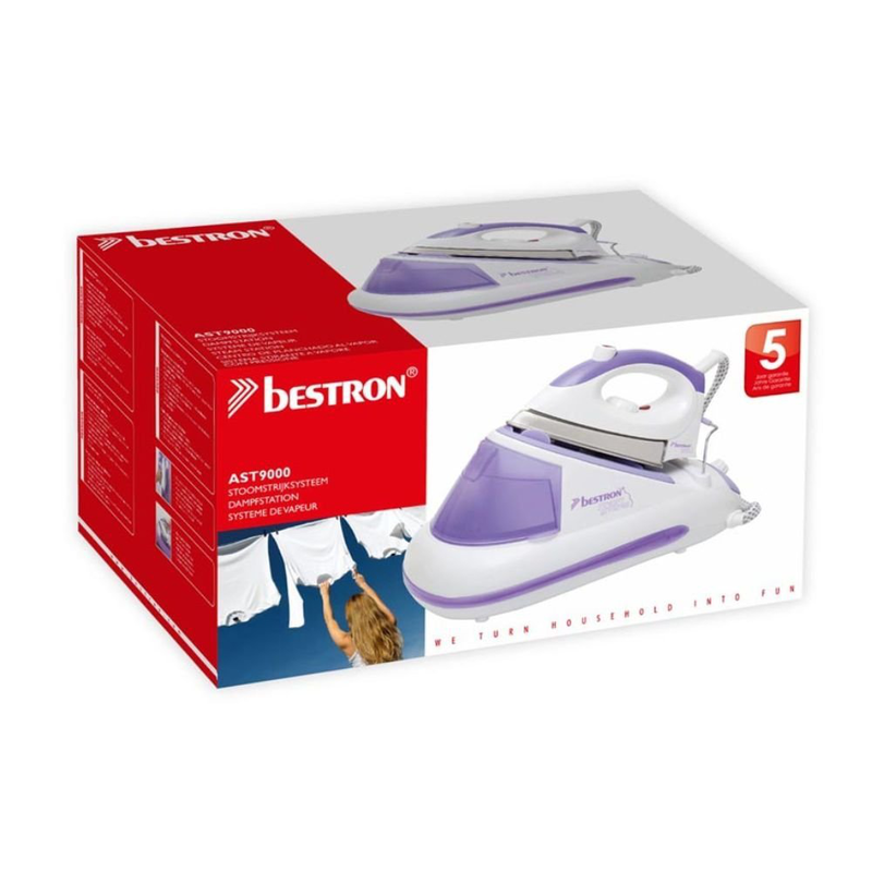 Bestron ast9000 steam iron 2600w with stainless steel soleplate and continuous steam supply 80g/min, , medium-null
