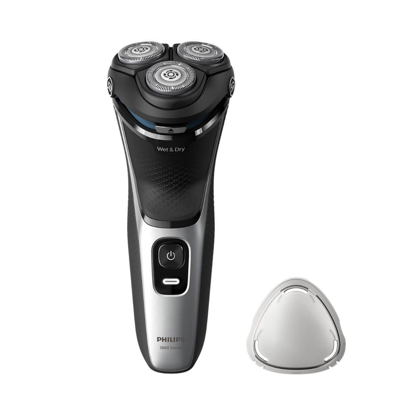 Philips series 3000 επαναφορτιζόμενη περιστρεφόμενη ξυριστική μηχανή προσώπου με τρίμερ για μύτη & αυτιά, 5d pivot & flex κεφαλές, powercut λεπίδες, αδιάβροχη & έως 60 λεπτά λειτουργίας s3143/02, , medium-null