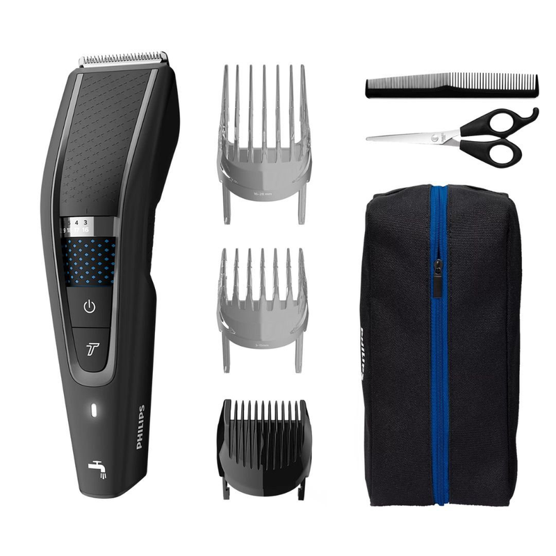 Product image: Philips series 5000 σετ κουρευτική μηχανή πλενόμενη με τεχνολογία dualcut & trim-n-flow pro μαύρο hc5632/15, , medium-null