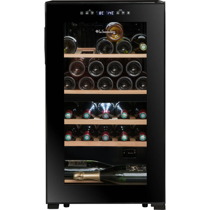 La sommeliere - dual zone - 32 bottle - freestanding wine fridge - sls32dzblack ,h83.8- w48x d43 cm, , medium-null