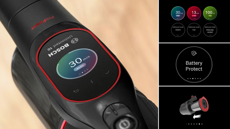 Bosch unlimited 10 bcs1051pow σκούπα stick 18v 100 λεπτά 0.4l επαναφορτιζόμενη μαύρη, , medium-null