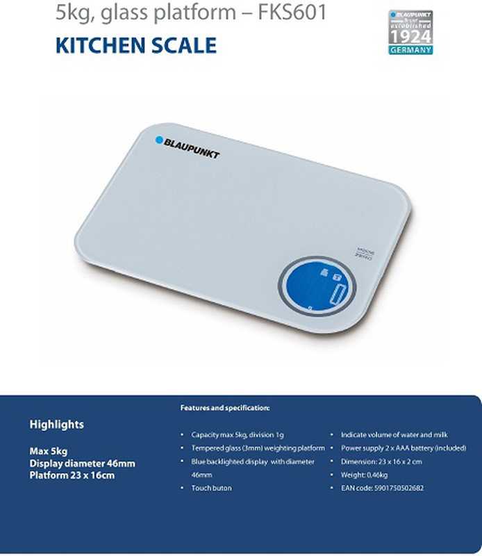 Blaupunkt kitchen scale fks601 5kg, , medium-null