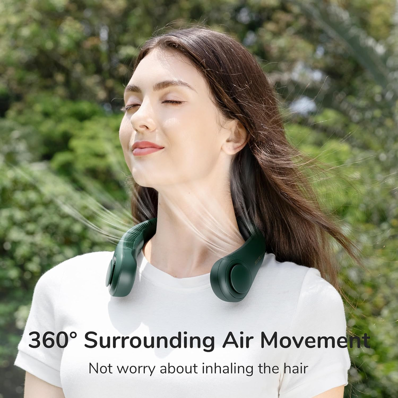 Jisulife bladeless turbine neck fan fa14 green •safety & 78 Air outlets  image number null