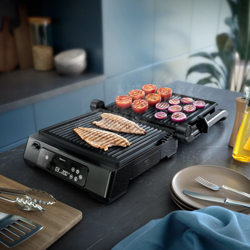 Product image: Philips τοστιέρα γκριλιέρα 2200w με ψηφιακό έλεγχο & αποσπώμενες πλάκες 180° hd6307/70, , medium-null