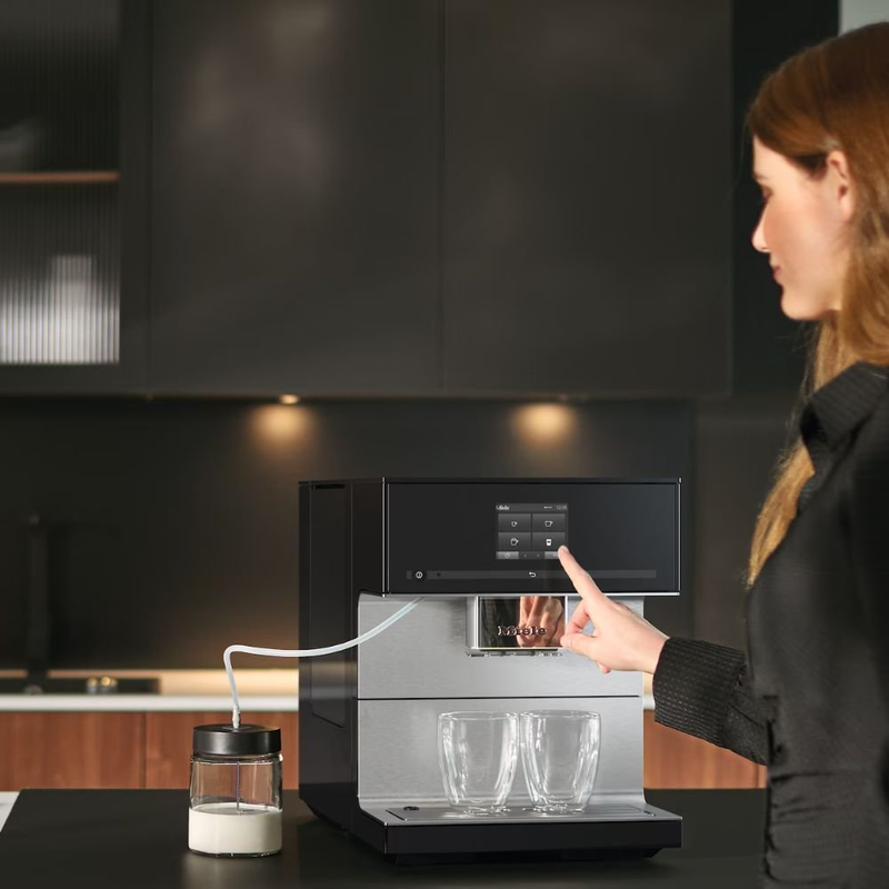 Product image: Miele cm 7350 αυτόματη καφετιέρα espresso 1450w 15bar με onetouch for two, cupsensor & miele@home obsidian black, , medium-null