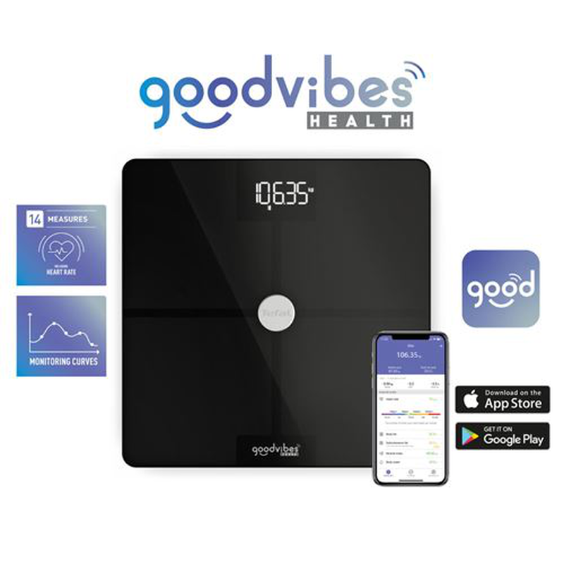 Tefal bathroom scale goodvibes bluetooth  black bm9660, , medium image number null