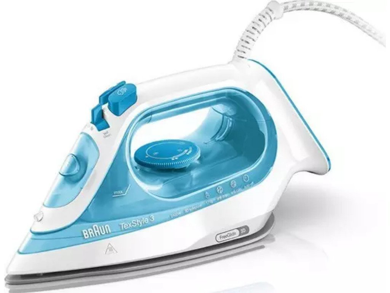 Braun tex style 3 si3053bl steam iron 2400w with freeglide 3d superceramic plate and continuous steam supply 0-45gr/min, , medium-null