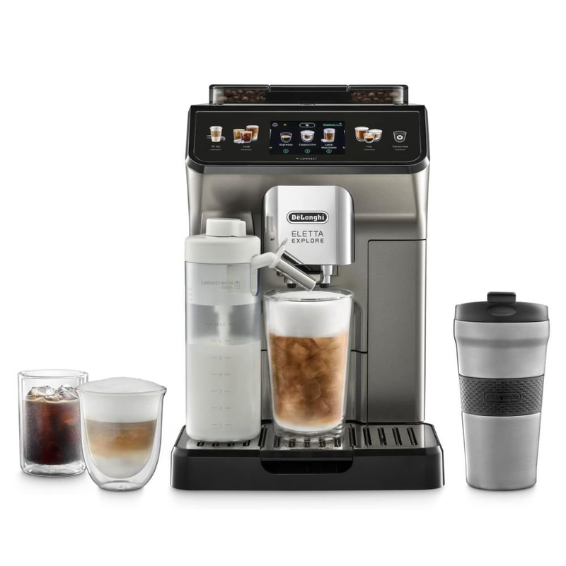 Delonghi eletta explore ecam450.86.t espresso &mu;&eta;&chi;&alpha;&nu;ή 1450w 19bar &gamma;&iota;&alpha; espresso &kappa;&alpha;&iota; cold brew titanium, , medium-null