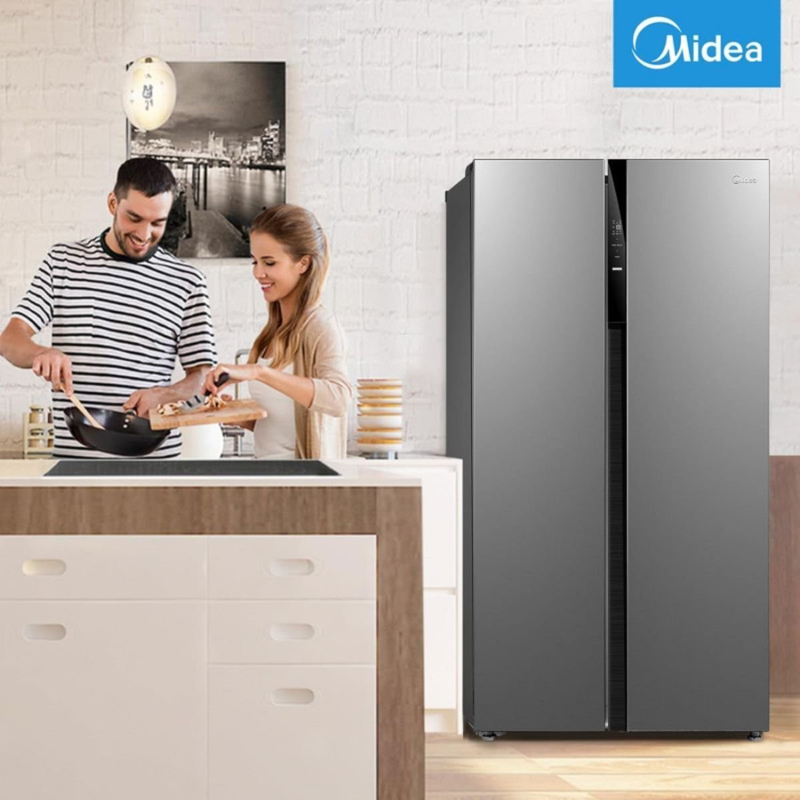 Midea &psi;&upsilon;&gamma;&epsilon;ί&omicron; side by side 548l inverter total no frost &mu;&epsilon; all around cooling & quick freeze, inox mers530fge02, , medium-null