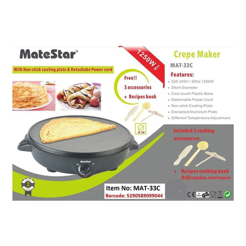 &Kappa;&rho;&epsilon;&pi;&iota;έ&rho;&alpha; matestar mat-33c crepe maker, , medium-null