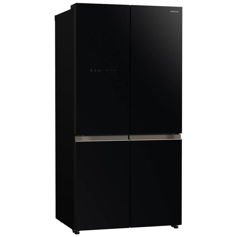 Hitachi french bottom freezer deluxe 569l vacuum compartment & auto ice maker - glass black, , medium-null