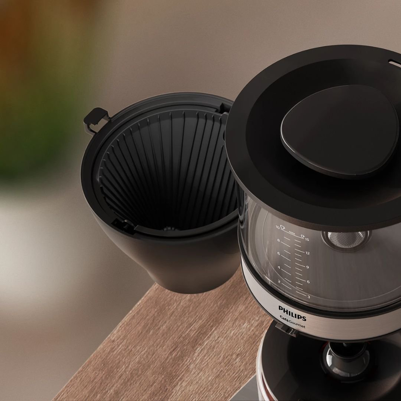 Philips café gourmet καφετιέρα φίλτρου 1800w με χωρητικότητα 1.25l, boil & brew, aroma twister & αυτόματη απενεργοποίηση μαύρο hd5416/60, , medium-null