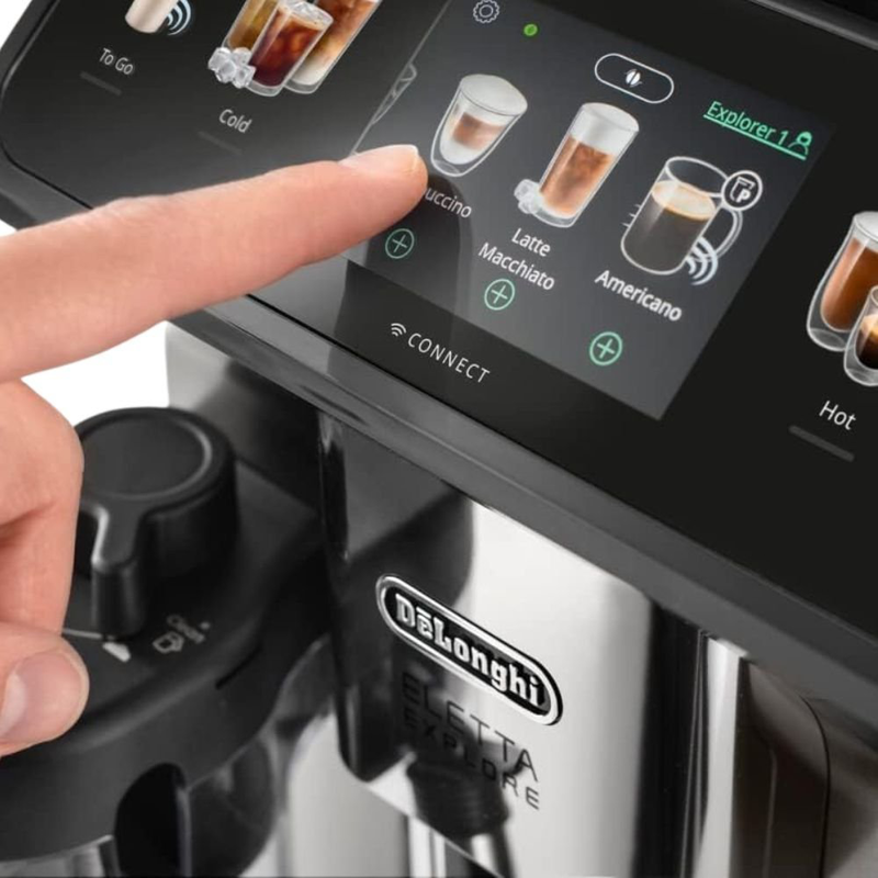 Delonghi eletta explore ecam450.86.t espresso &mu;&eta;&chi;&alpha;&nu;ή 1450w 19bar &gamma;&iota;&alpha; espresso &kappa;&alpha;&iota; cold brew titanium, , medium-null