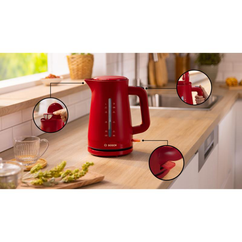 Bosch kettle 1.7l 2.4kw - red, , medium image number null