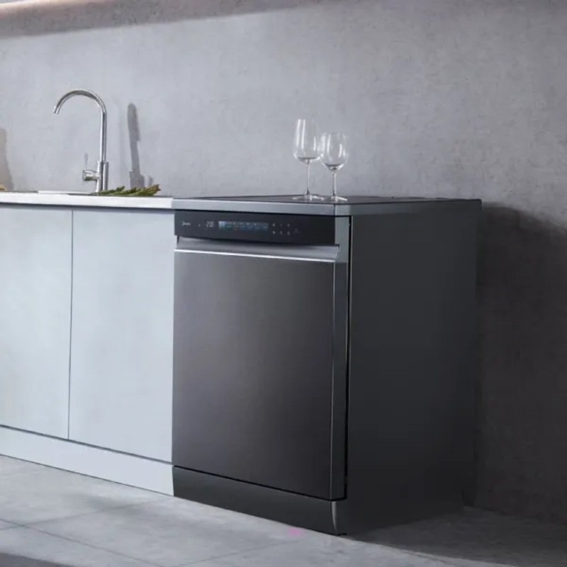 Product image: Midea πλυντήριο πιάτων ελεύθερης τοποθέτησης 60cm για 14 σερβίτσια με autoopen, dual zone, Wi-Fi & powerwash, σκούρο γκρίζο mdwef1433gmg-wg, , medium-null