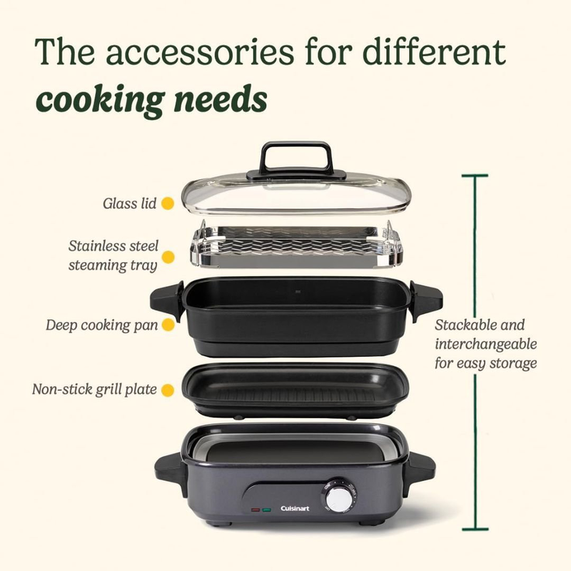 Product image: Cuisinart 2 σε 1 γκριλιέρα & πολυμάγειρας 1000w με 6 αξεσουάρ για απόλυτη ευελιξία στην κουζίνα, , medium-null