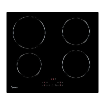Midea &epsilon;&pi;&alpha;&gamma;&omega;&gamma;&iota;&kappa;ή &epsilon;&sigma;&tau;ί&alpha; 60cm 4 &zeta;&omega;&nu;ώ&nu; &mu;&epsilon; boost & touch control, mih-653a &mu;&alpha;ύ&rho;&omicron;, , medium