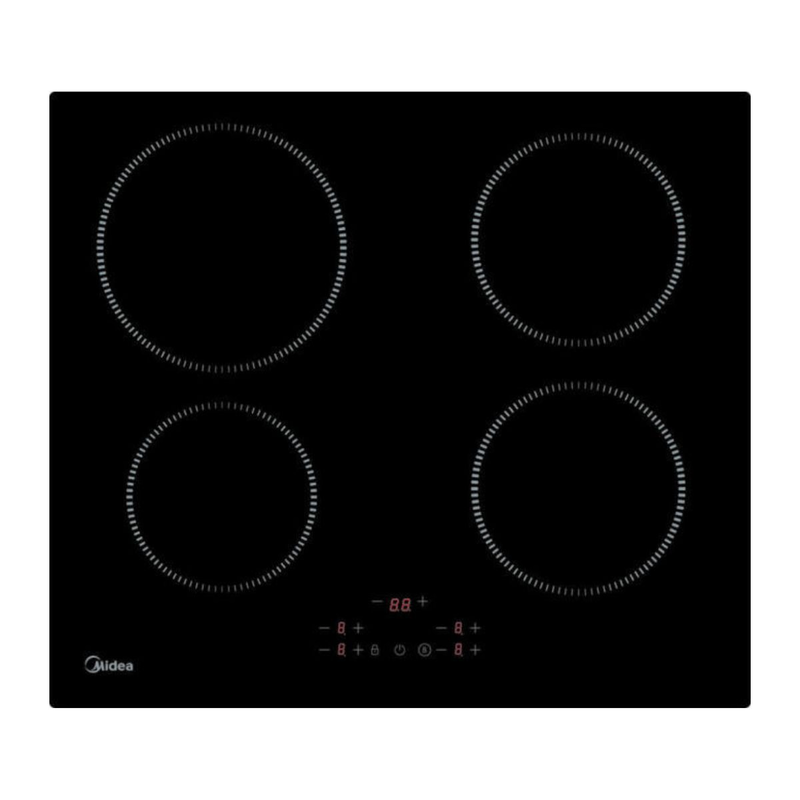 Midea &epsilon;&pi;&alpha;&gamma;&omega;&gamma;&iota;&kappa;ή &epsilon;&sigma;&tau;ί&alpha; 60cm 4 &zeta;&omega;&nu;ώ&nu; &mu;&epsilon; boost & touch control, mih-653a &mu;&alpha;ύ&rho;&omicron;, , medium-null