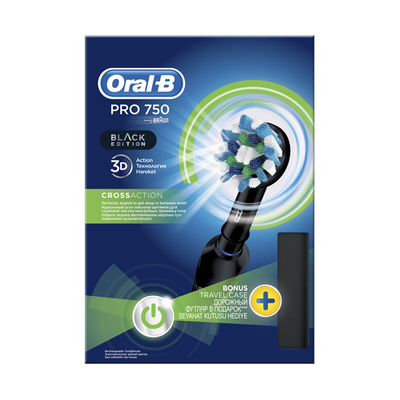 Oral b pro 750 3d cross action black edition, electric t/brush, d16.513.ux, , medium