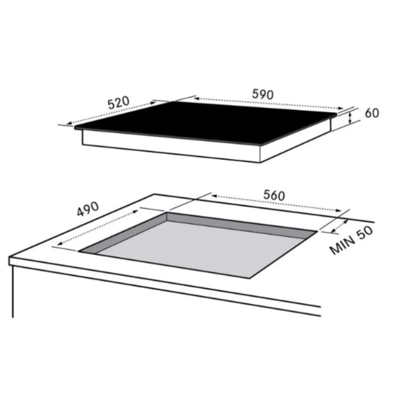 Midea &epsilon;&pi;&alpha;&gamma;&omega;&gamma;&iota;&kappa;ή &epsilon;&sigma;&tau;ί&alpha; 60cm 4 &zeta;&omega;&nu;ώ&nu; &mu;&epsilon; boost & touch control, mih-653a &mu;&alpha;ύ&rho;&omicron;, , medium-null