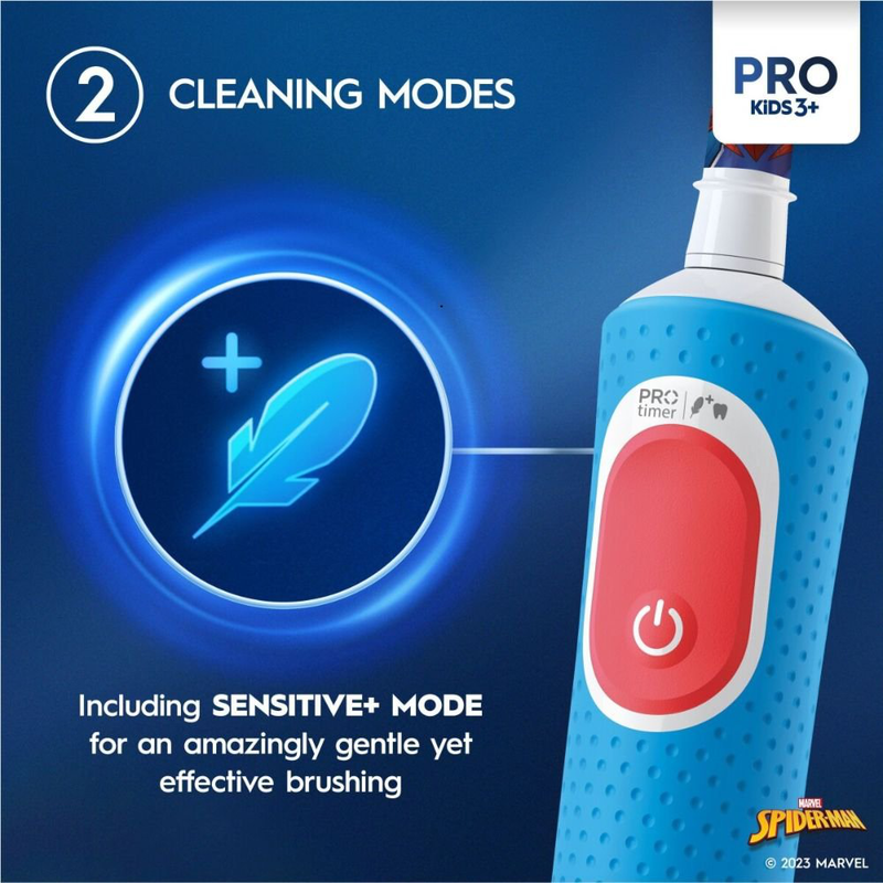 Oral-b vitality pro kids, παιδική ηλεκτρική οδοντόβουρτσα με απαλό καθαρισμό & αυτοκόλλητα spiderman, , medium-null