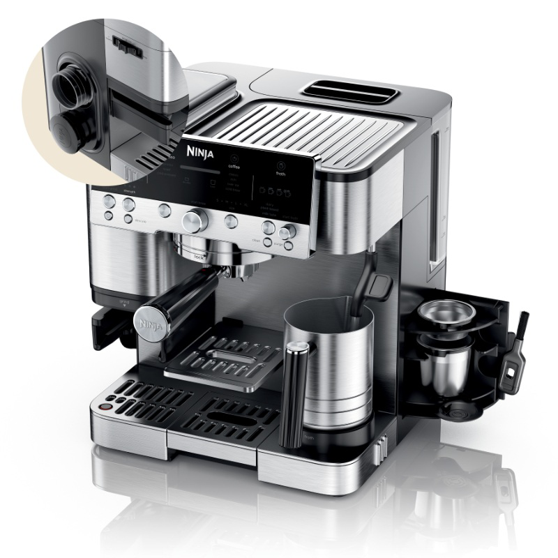 Ninja es601 espresso machine 1650w pressure 19bar for espresso and cappuccino silver-null