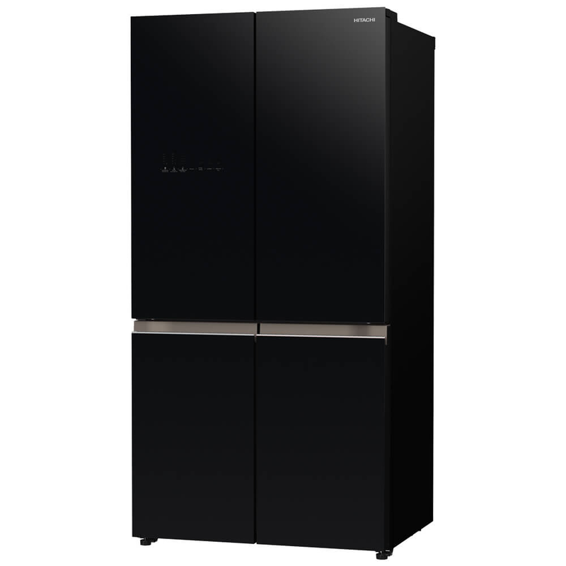 Hitachi french bottom freezer deluxe 569l vacuum compartment & auto ice maker - glass black, , medium-null