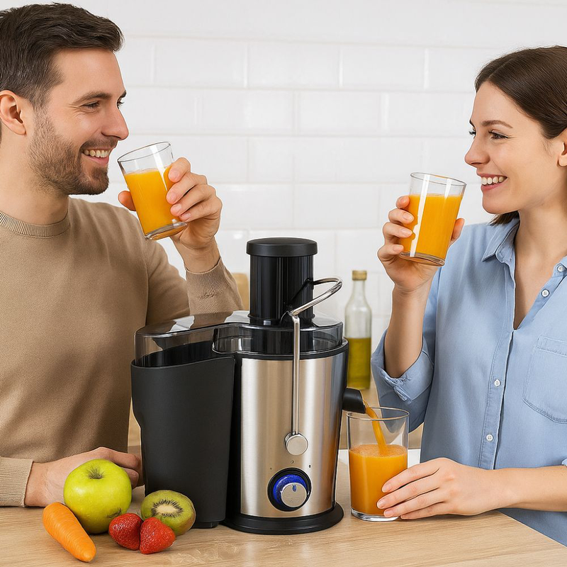 Bestron αποχυμωτής 400w inox με χωρητικότητα δοχείου χυμού 500ml, ευρύ στόμιο 65mm & 2 ταχύτητες για μαλακά & σκληρά φρούτα, , medium-null