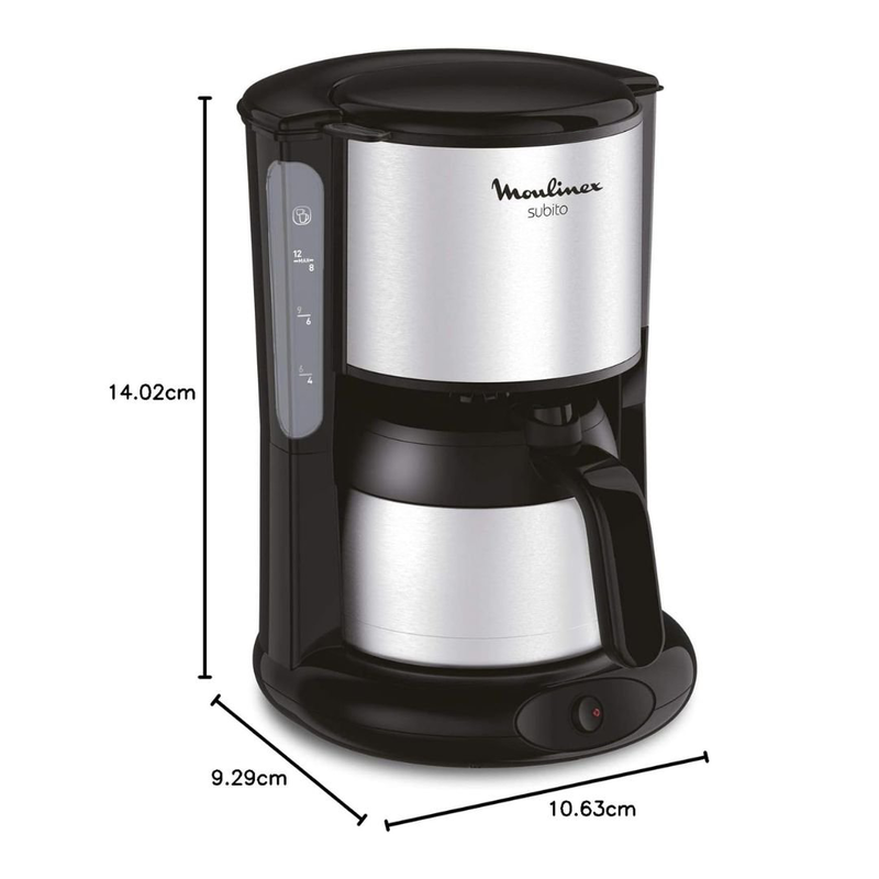 Product image: Moulinex subito καφετιέρα φίλτρου με θερμομονωτική ανοξείδωτη κανάτα 0.9l για 8-10 φλιτζάνια, anti-drip σσύστημα & αυτόματη απενεργοποίηση ft360811, , medium-null