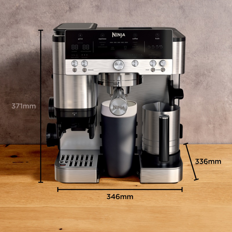 Ninja es601 espresso machine 1650w pressure 19bar for espresso and cappuccino silver-null