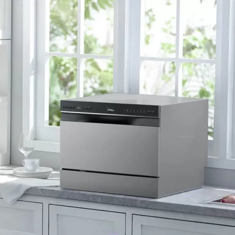 Midea mini compact &pi;&lambda;&upsilon;&nu;&tau;ή&rho;&iota;&omicron; &pi;&iota;ά&tau;&omega;&nu; 6 &sigma;&epsilon;&rho;&beta;&iota;&tau;&sigma;&iota;ώ&nu; &mu;&epsilon; Wi-Fi, extra dry, self-clean 70&deg;c & &psi;&eta;&phi;&iota;&alpha;&kappa;ό panel, mtd55s400x inox, , medium-null