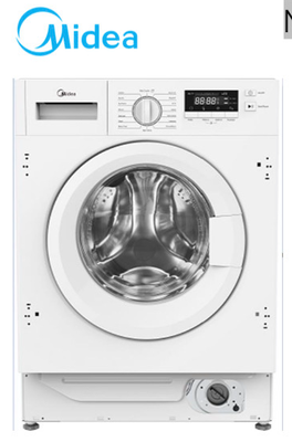 Midea full built-in washing machine mfg06w80b/w , 5 years guarantee, 8kg, , medium