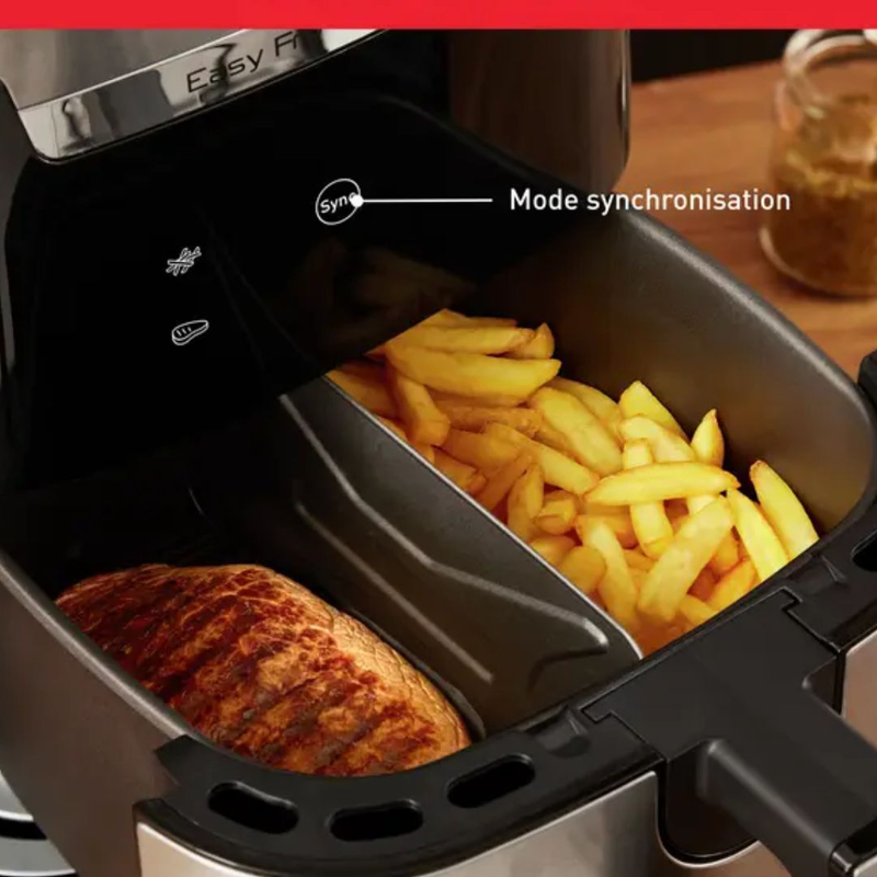 Moulinex easy fry & grill xxl Air fryer 2σε1 φριτέζα & ψησταριά αέρος 1830w με χωρητικότητα κάδου 6.5l, αφαιρούμενο διαχωριστικό, 8 προγράμματα & χρονόμετρο ez801d10, , medium-null