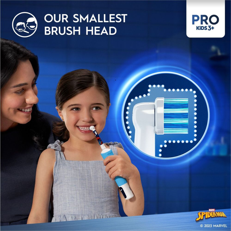 Oral-b vitality pro kids, παιδική ηλεκτρική οδοντόβουρτσα με απαλό καθαρισμό & αυτοκόλλητα spiderman, , medium-null