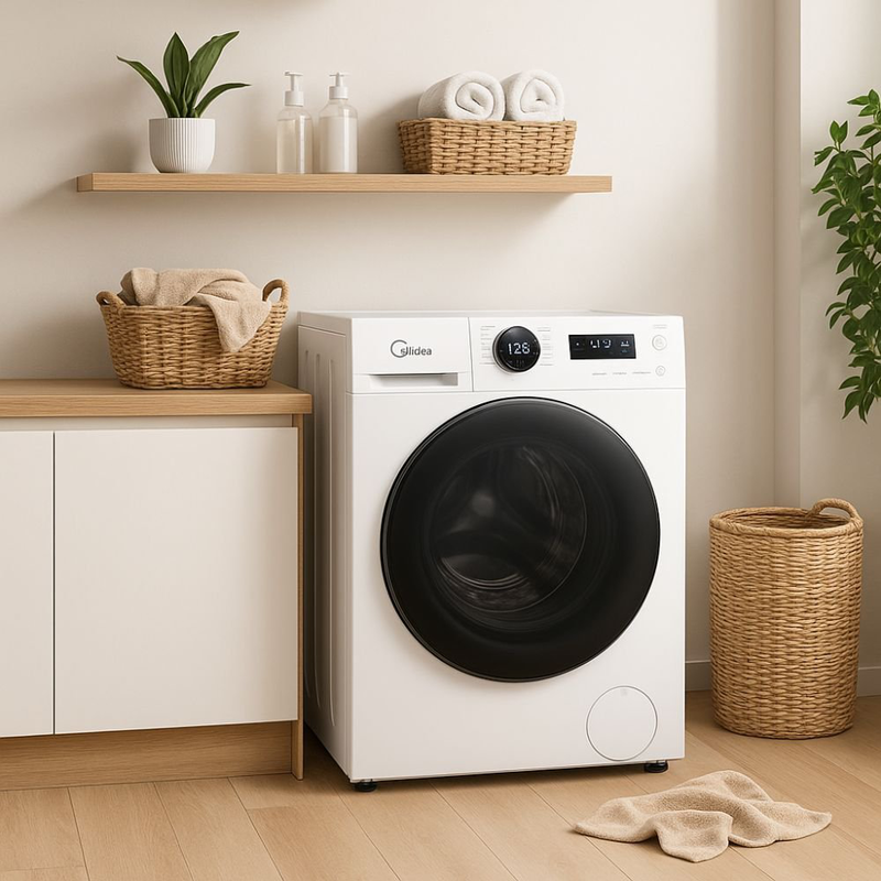 Midea πλυντήριο ρούχων 12kg lunar series με inverter quattro, healthguard, steam, Wi-Fi & ενεργειακή κλάση a, λευκό mf200w120wb/w, , medium-null