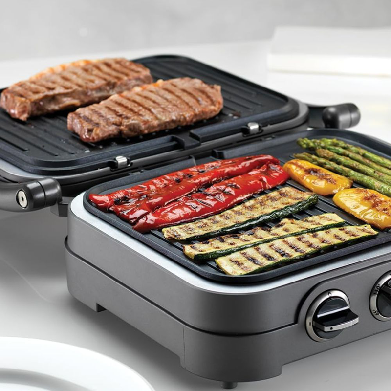 Cuisinart 2 σε 1 ψησταριά & γκριλ 240w 20v με αντικολλητική επίστρωση και ρυθμιζόμενο χρονοδιακόπτη, , medium-null