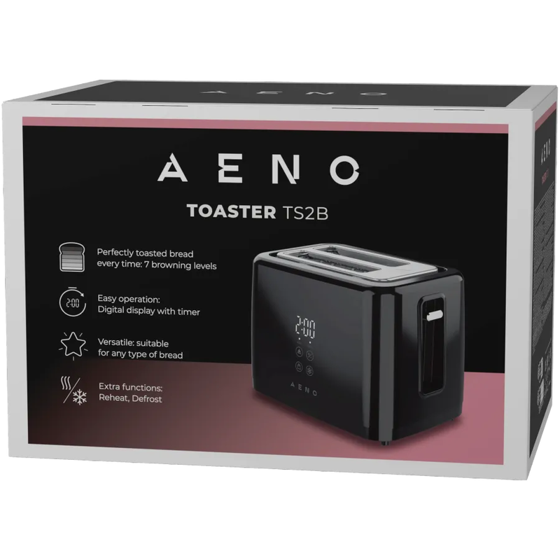 Aeno electric toaster, black, ats0002b, , medium-null