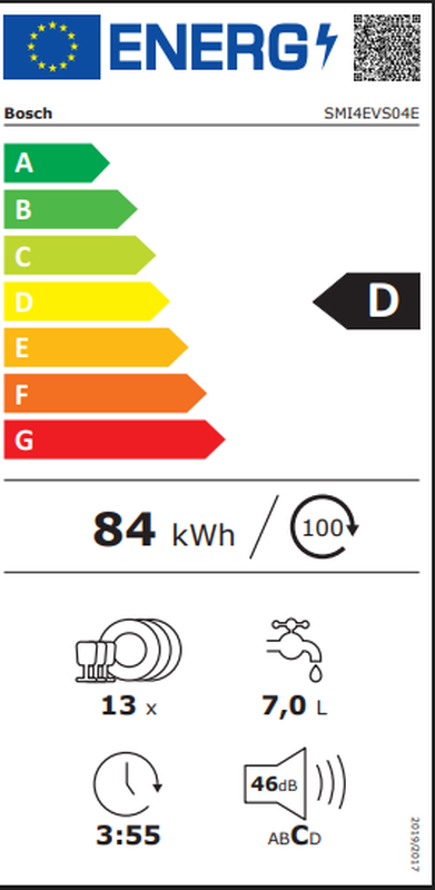 Bosch smi4evs04e semi integrated dishwasher, 60cm width, 5 &chi;&rho;&omicron;&nu;&iota;&alpha; &epsilon;&gamma;&gamma;&upsilon;&eta;&sigma;&eta;, , medium-null