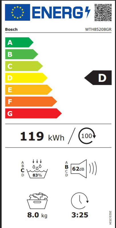 Bosch wth85208gr dryer 8 kg, white series 4, 5 years quarantee-null