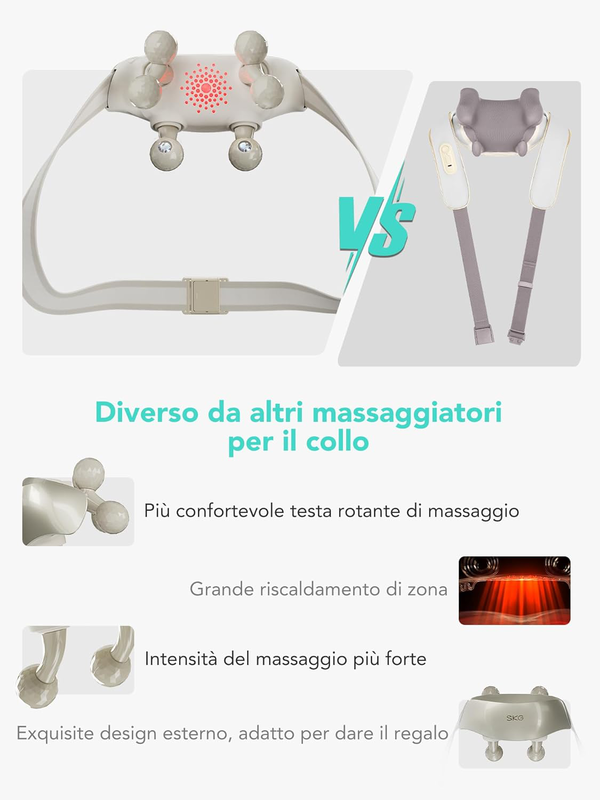 Skg neck shoulder massager white massage heads h7-ultra, , medium-null