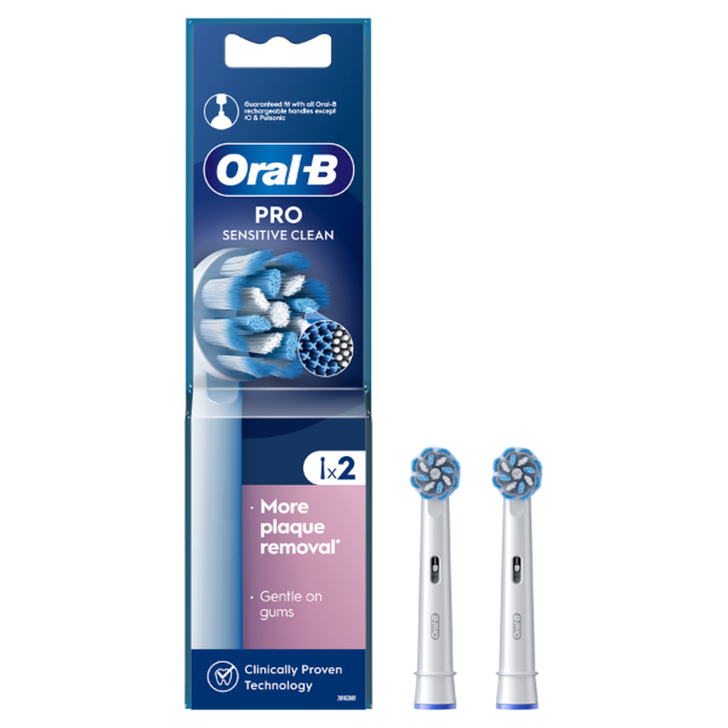 Oral b pro sensitive clean soft electric toothbrush replacament brush heads 2pieces, , medium-null