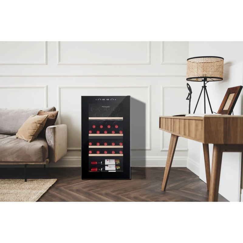 La sommeliere - dual zone - 32 bottle - freestanding wine fridge - sls32dzblack ,h83.8- w48x d43 cm, , medium-null